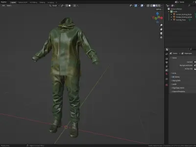 Female Hunting Outfit Low-poly 3D model