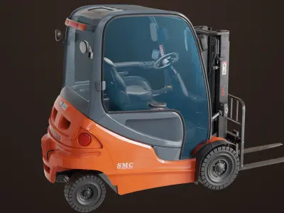 Forklift Truck 01 Orange All PBR Unity UE Textures Low-poly 3D model