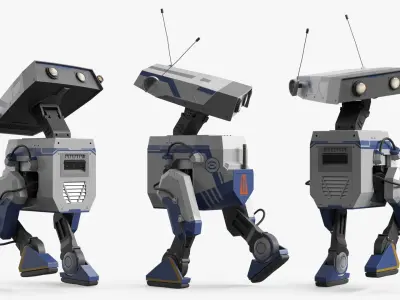  Nvidia AI Patrol Unit with Antennas White Blue Rigged for Cinema 4D 
