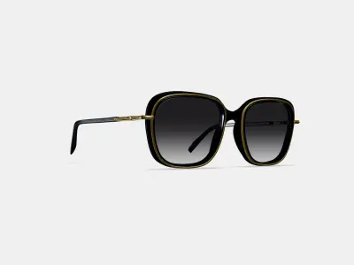 Safia Sunglasses in Jet Black with Polished Gold 3D model purchase