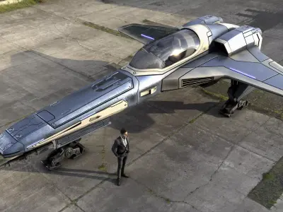 Vanguard Talon - Sci-Fi Single-Seat Fighter - PBR Game Ready Low-poly 3D model