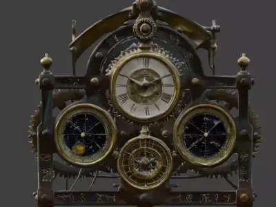 Clockwork Astral Clock 3D Model Low-poly 3D model