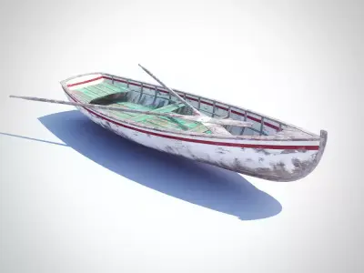 Barque old wooden boat Free 3D model