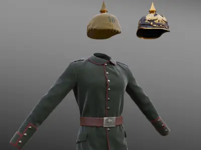 German WW1 Uniform Low-poly 3D model