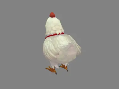 Cartoon white chicken wearing a whistle Low-poly 3D model
