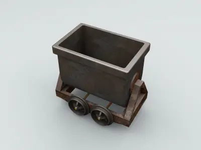 Mine Cart Trailer Low-poly 3D model