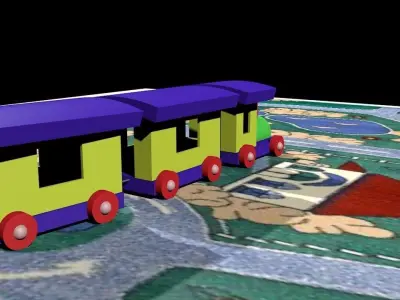 locomotive toy train on rug 3D model