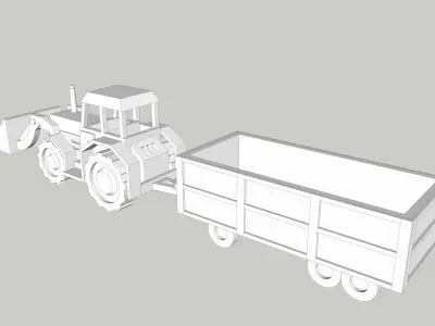 Farm Countryside Equipment Trailer Bulldozer by Outland Models Low-poly 3D model