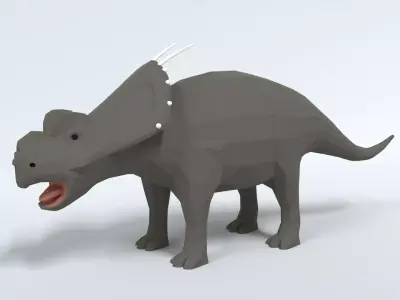 Low Poly Cartoon Achelousaurus Dinosaur Low-poly 3D model