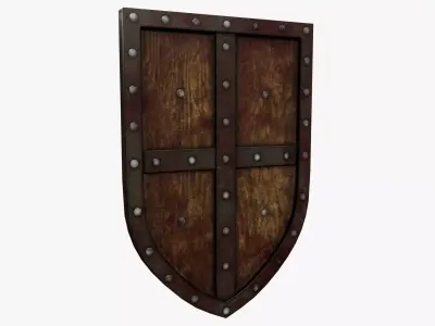 Wooden shield Low-poly 3D model 4