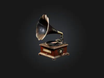 Dusty Old Gramophone Model Low-poly 3D model