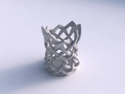 Vase wide on top part with interlacing lattice and extruded l... 3D print model buy