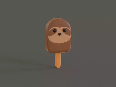 LowPoly Kawaii Sloth Ice Cream Low-poly 3D model