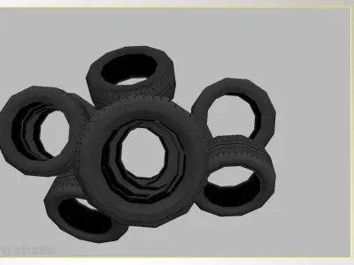 Lowpoly Tires Stack Low-poly 3D model