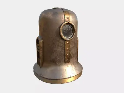 Old Diving Helmet C03 Brown - Character Design Fashion Low-poly 3D model
