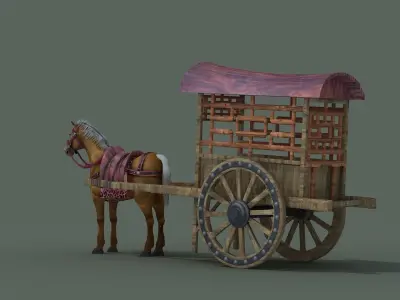 carriage Barouche based work file Horse Buggy covered  3D model