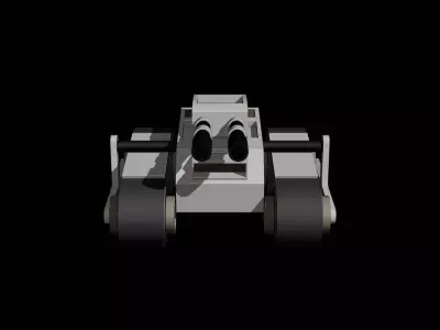 Stylized Low Poly Tank Twin Barrel Game Ready Low-poly 3D model