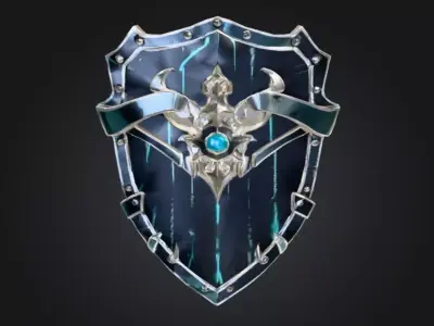 Celestial Guardian Shield Fantasy Game Ready 3D Asset Low-poly 3D model