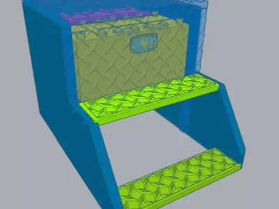 Semi truck battery box with steps 3D print model