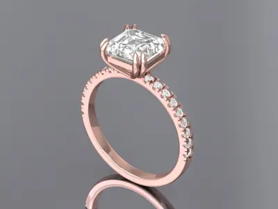  Asscher Solitair Ring 3D print model get
