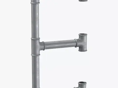 Galvanized Steel Pipe Letter E 3D model