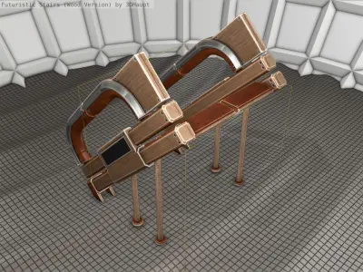 Wood Stairs Construction Element 4 Low-poly 3D model