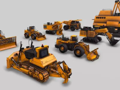 Old Construction and Mining Machines 3D Model Pack
