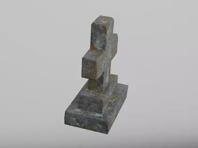 Old Cemetery Gravestone Cross with Moss and Patina Low-poly 3D model