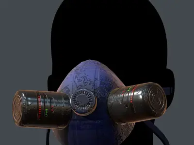 Gas mask helmet 3d model scifi Low-poly  Low-poly 3D model 16