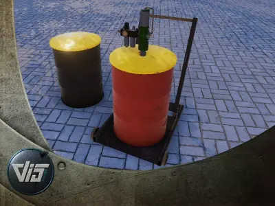 PBR Oil Barrels Low-poly 3D model