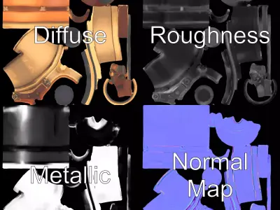 Antique Brass Telescope model pack Low-poly 3D model