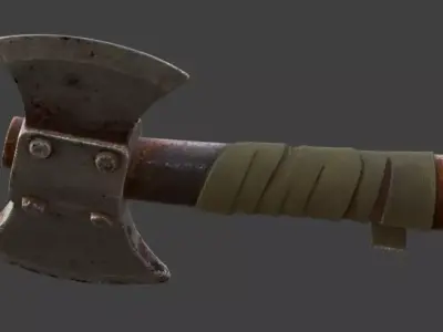 Post-Apocalyptic Rusted Battle Axe 3D Model Low-poly 3D model