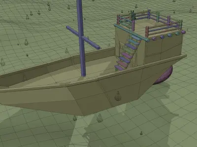 Boat Rain Animation Low-poly 3D model