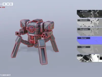 Scifi Mini bot Low-poly 3D model buy