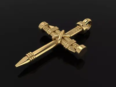 Rustic style Nail Cross Pendant Large Size 3D print model