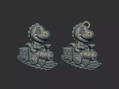 cute little dino train cnc keychain model 3D print model