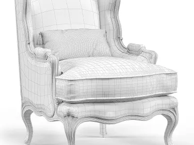 Louis XV Bergere Wing Armchair 3D model