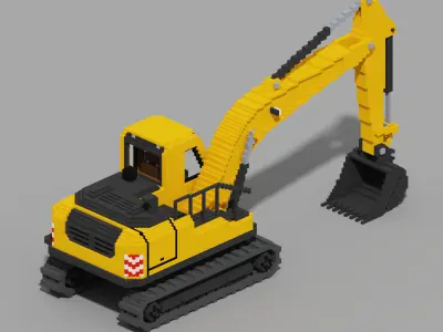 Voxel Excavator Low-poly 3D model