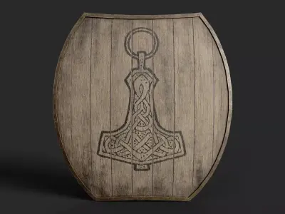 Slavic hybrid shield-painted black Thor symbol Low-poly 3D model