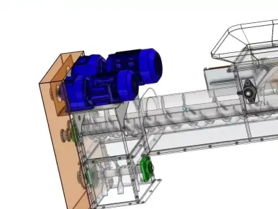 Twin Screw Conveyor - Efficient Material Mixing System 3D model
