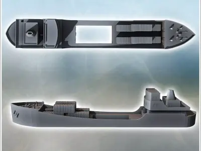 Large modern cargo ship with central cargo hold 7 - Modern WW2 W 3D print model