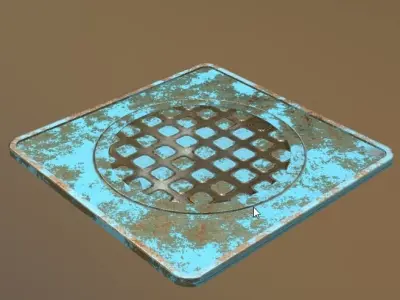 Manholecover3 grunge drain cover Low-poly 3D model