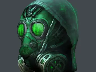 Gas mask helmet 3d model military combat fantasy cyborg Low-poly 3D model