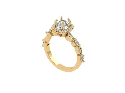 Solitaire Engagement Art Deco Ring 3D print model 58