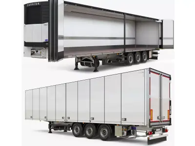 Semi-Trailer With Folding Doos 3D model