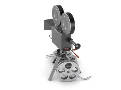 Vintage movie camera and film 3D model