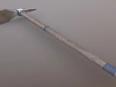 Hoe - Silver Low-poly 3D model