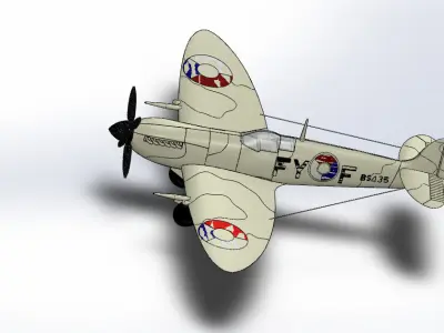 SolidWorks Spitfire Fighter Plane WWII Aircraft 3D Model 3D print model