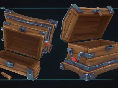 Stylized Rustic Chest Prop - Game-Ready Hand-Painted Asset - Free low-poly 3D model