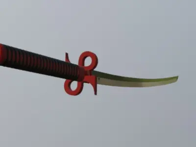 Long Japanese Sword Low-poly 3D model